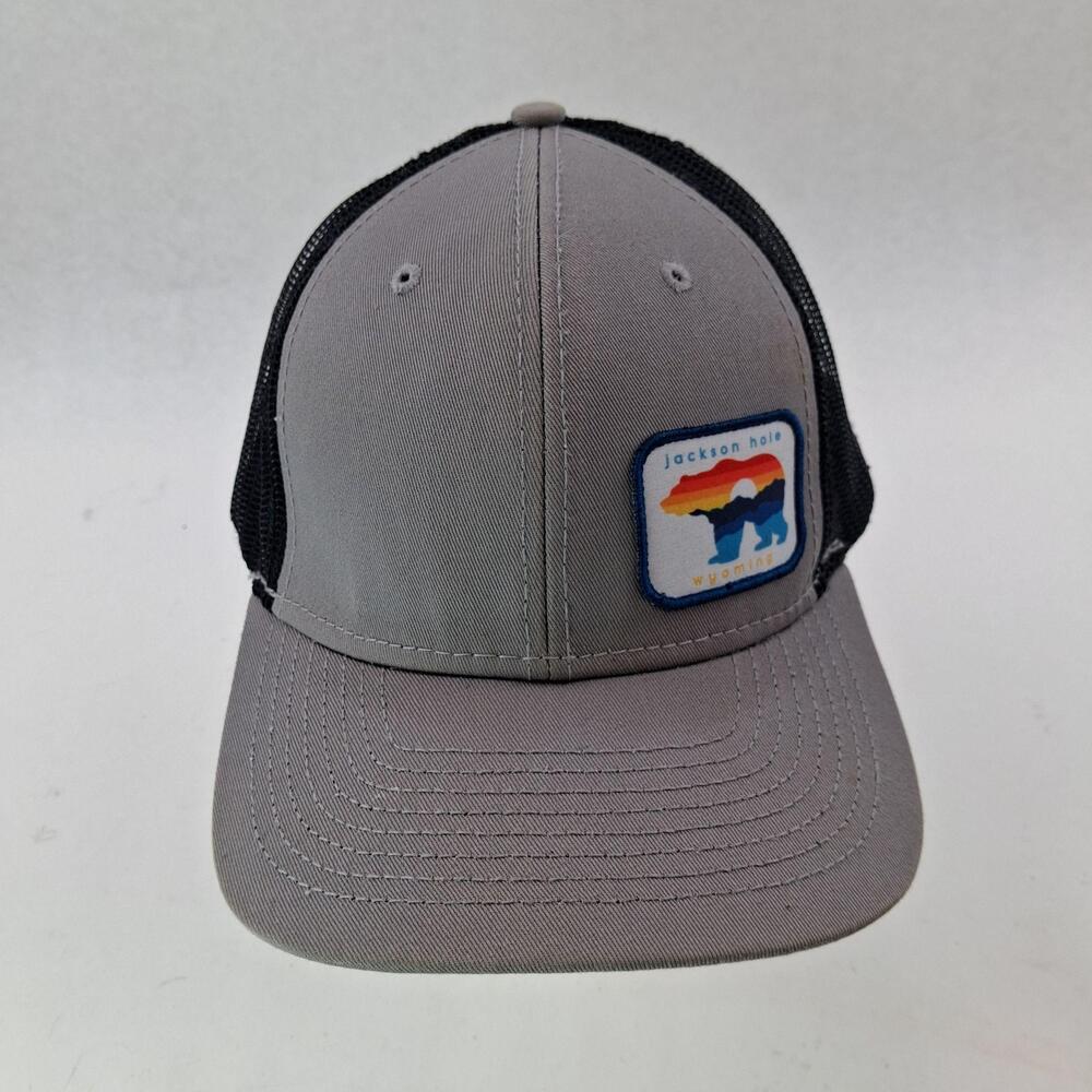 Jackson Hole Wyoming DUCKCO Hat Cap Snap Back One Size Gray Bear Patch Mens